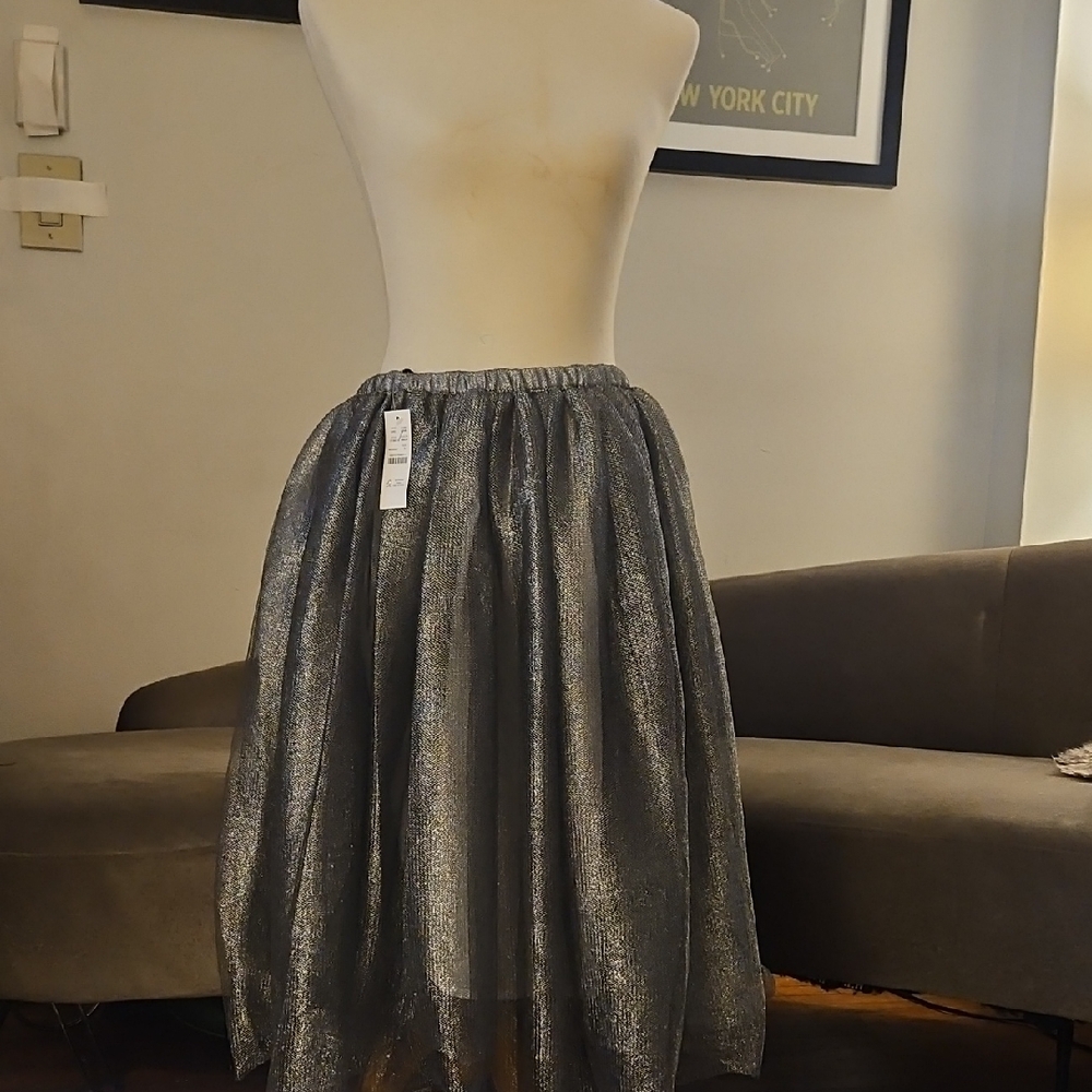 J. Crew Collection Elegant Silver Tulle Skirt